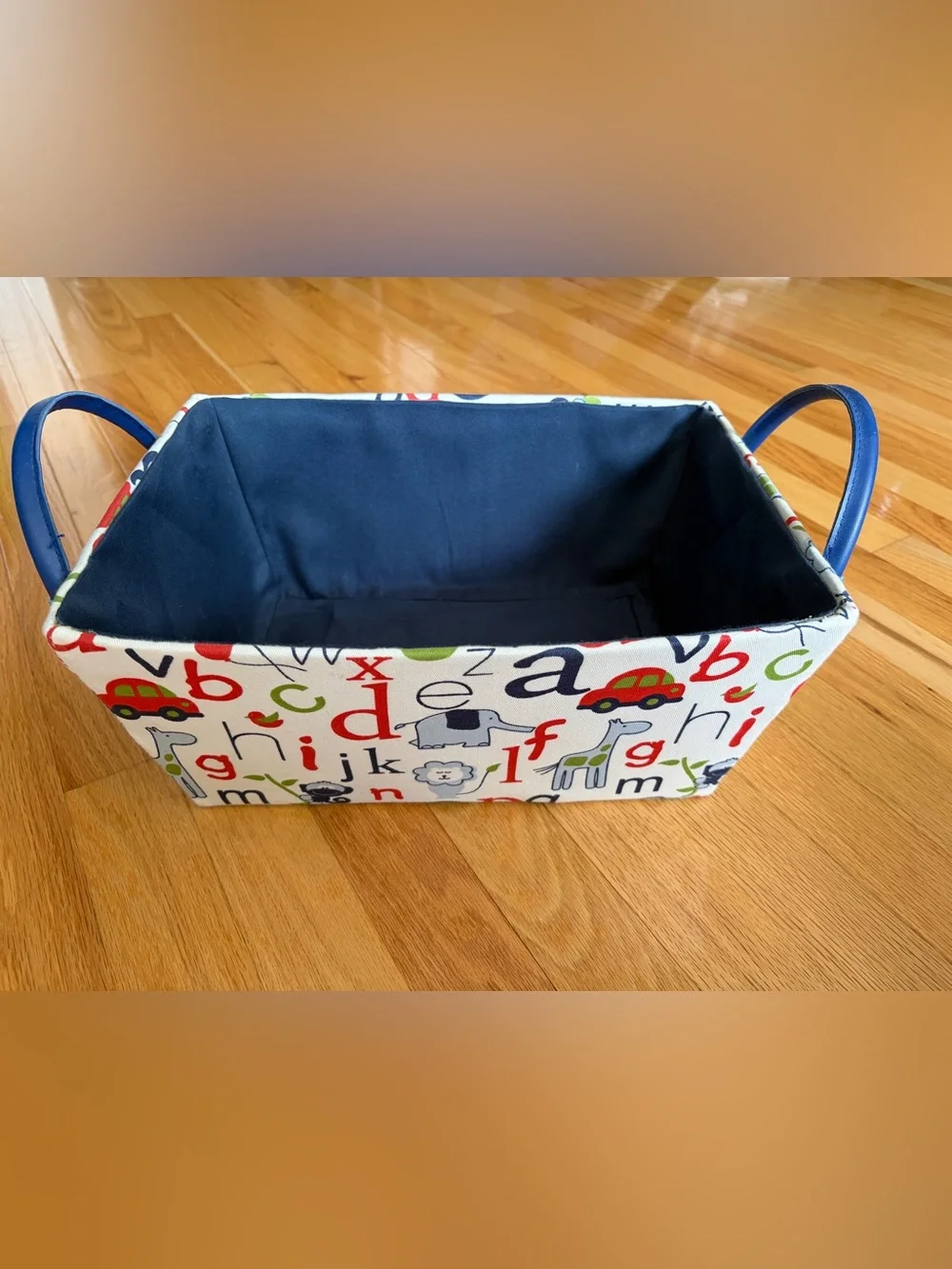 Kids Fabric Storage Bin with Handles | Alphabet & Animal Print Organizer Basket